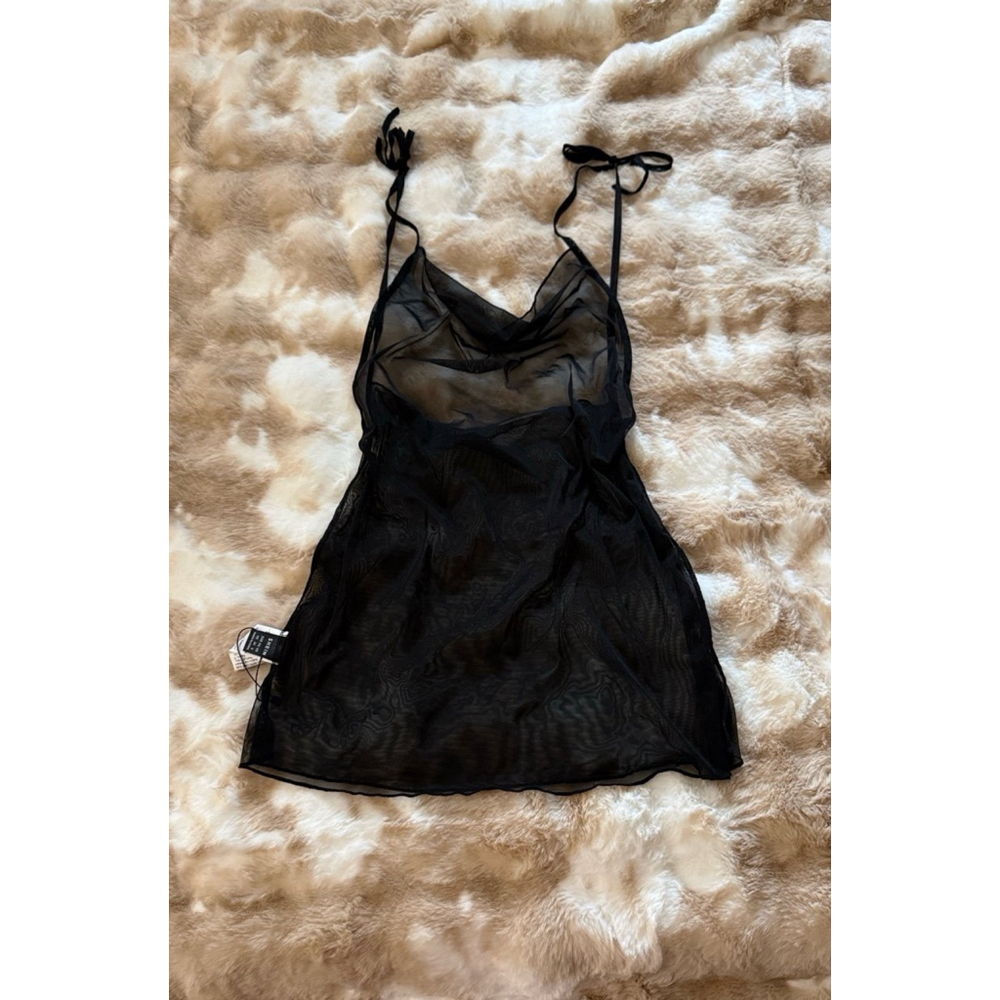 Chic Black Sheer Chemise